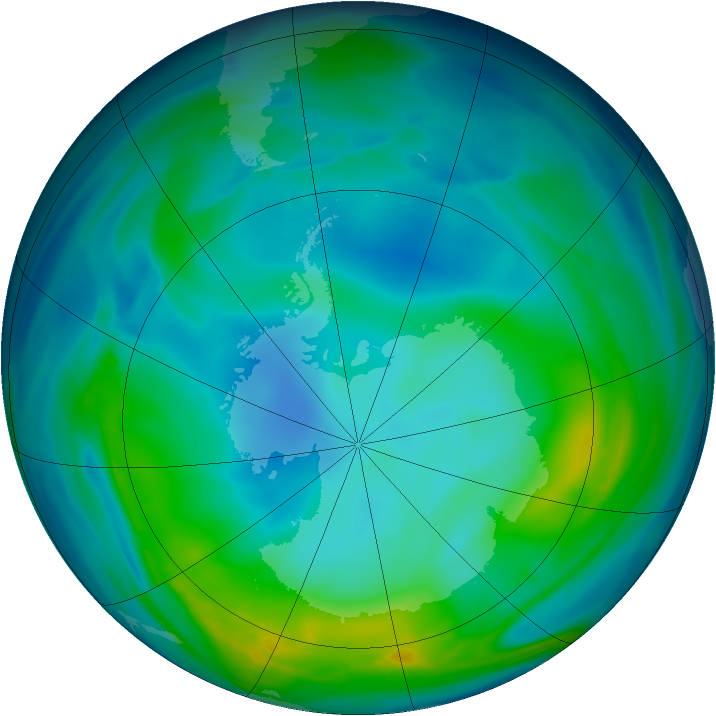 Antarctic ozone map for 25 May 2005